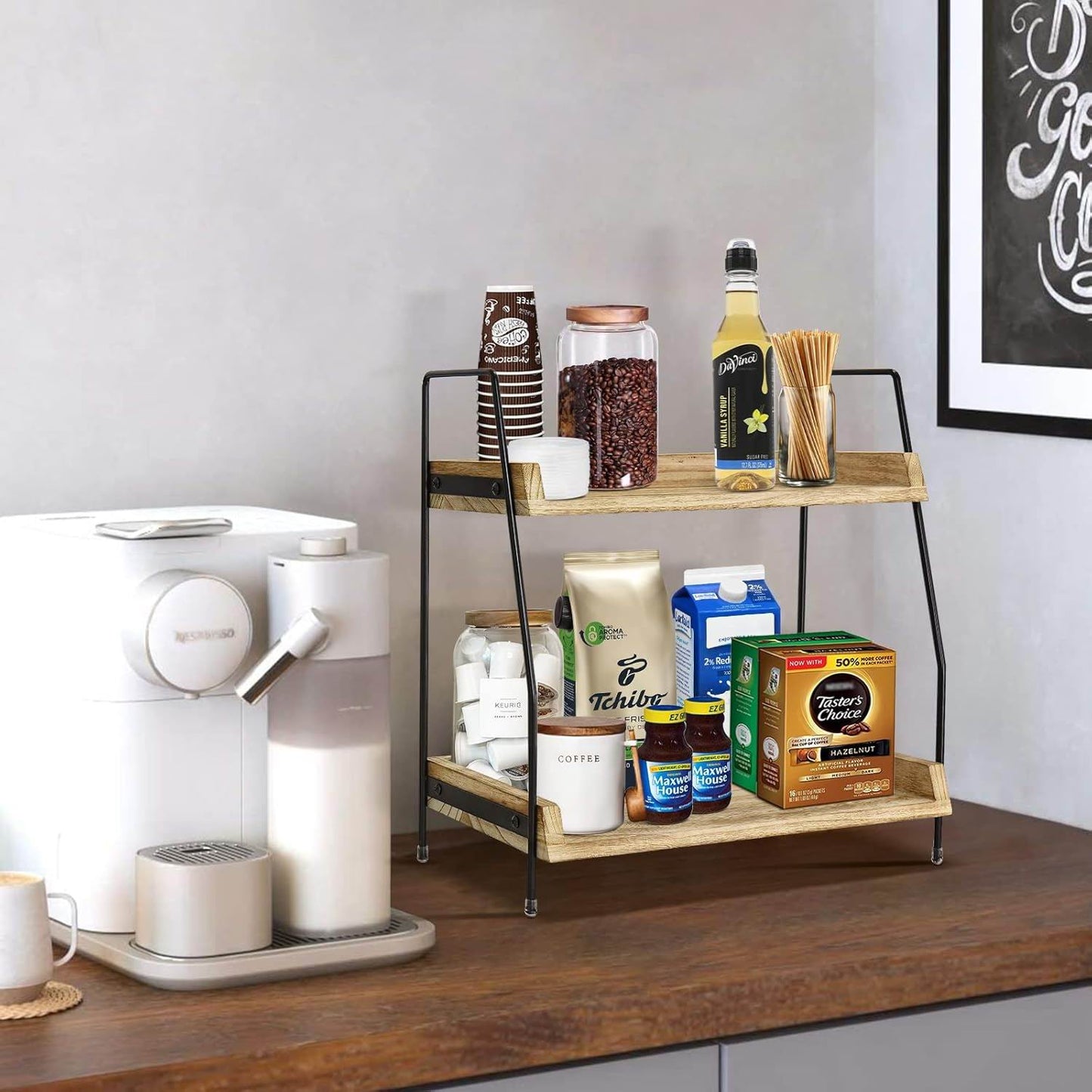 Boudoir 2-Tier Wood Tray Stand (Brown)
