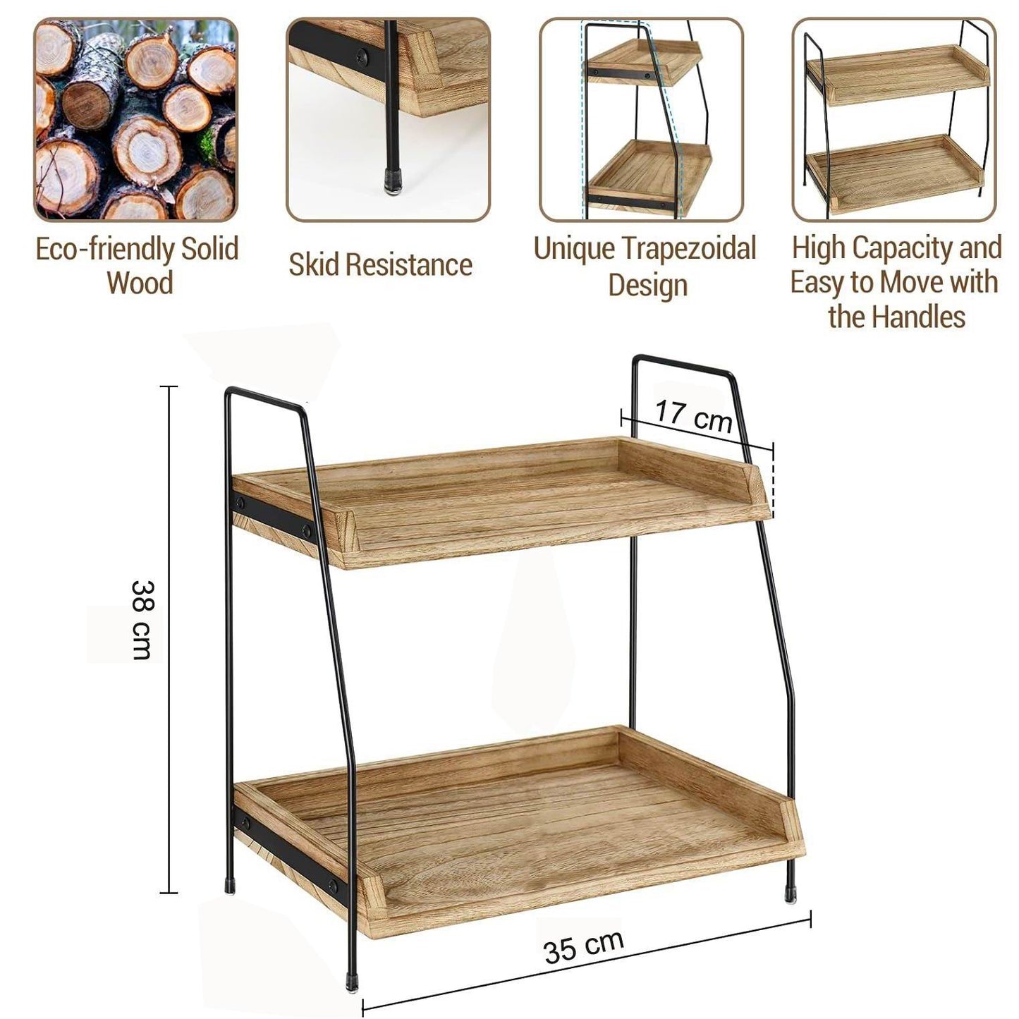 Boudoir 2-Tier Wood Tray Stand (Brown)