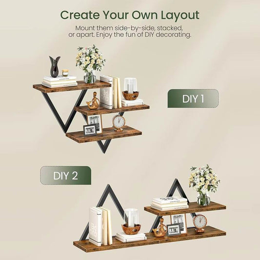 Boudoir 3-Tier V-Frame Wall Shelf (Brown)