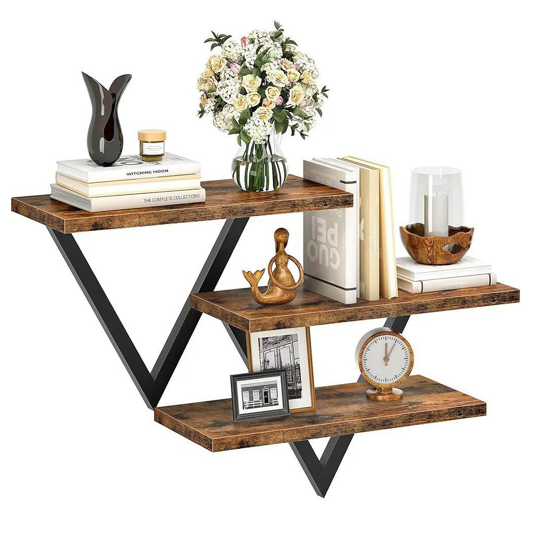Boudoir 3-Tier V-Frame Wall Shelf (Brown)