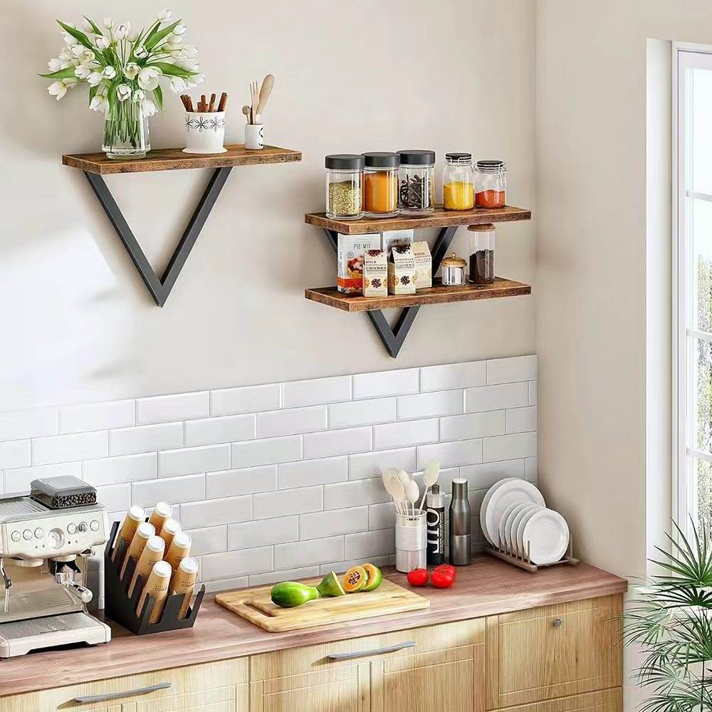 Boudoir 3-Tier V-Frame Wall Shelf (Brown)