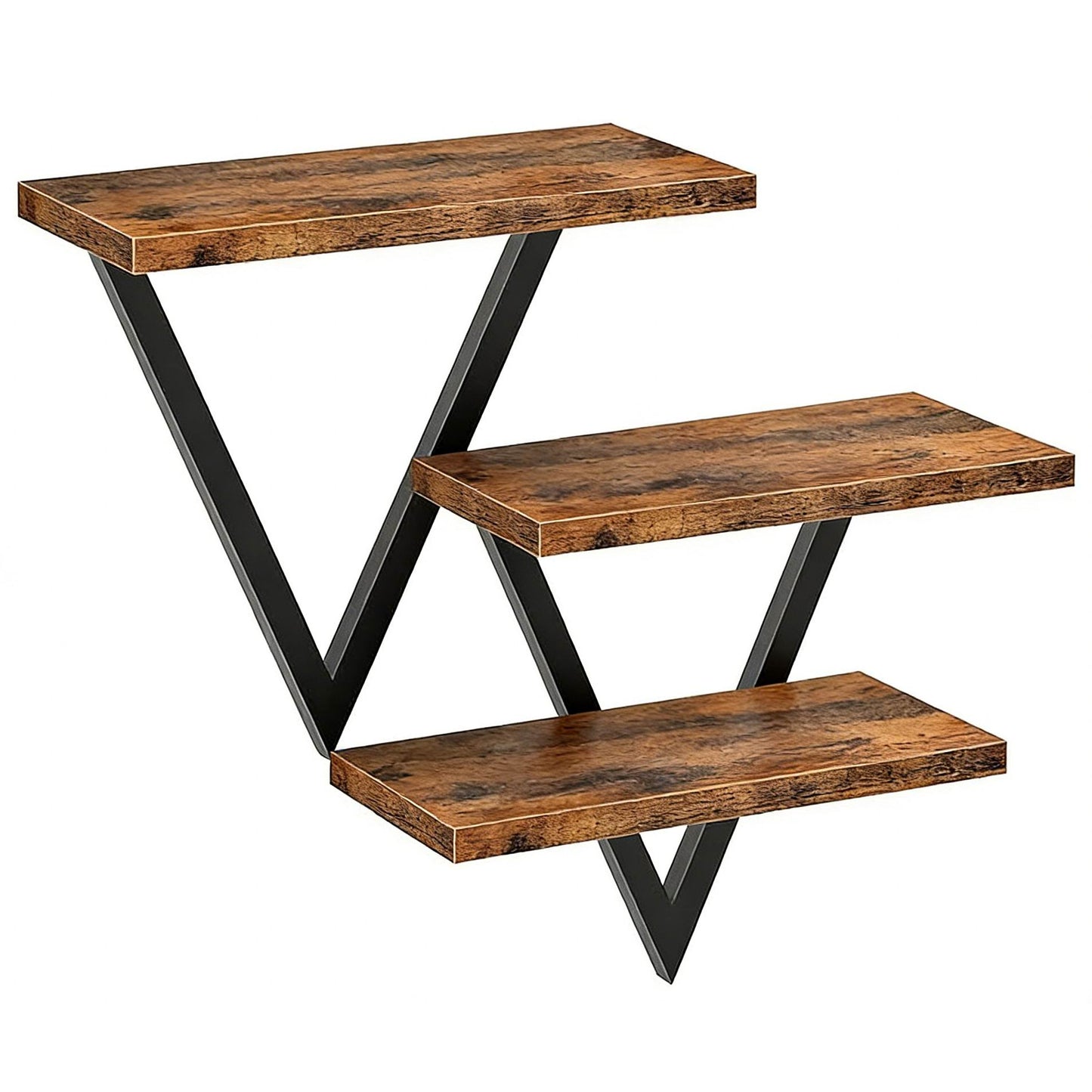 Boudoir 3-Tier V-Frame Wall Shelf (Brown)