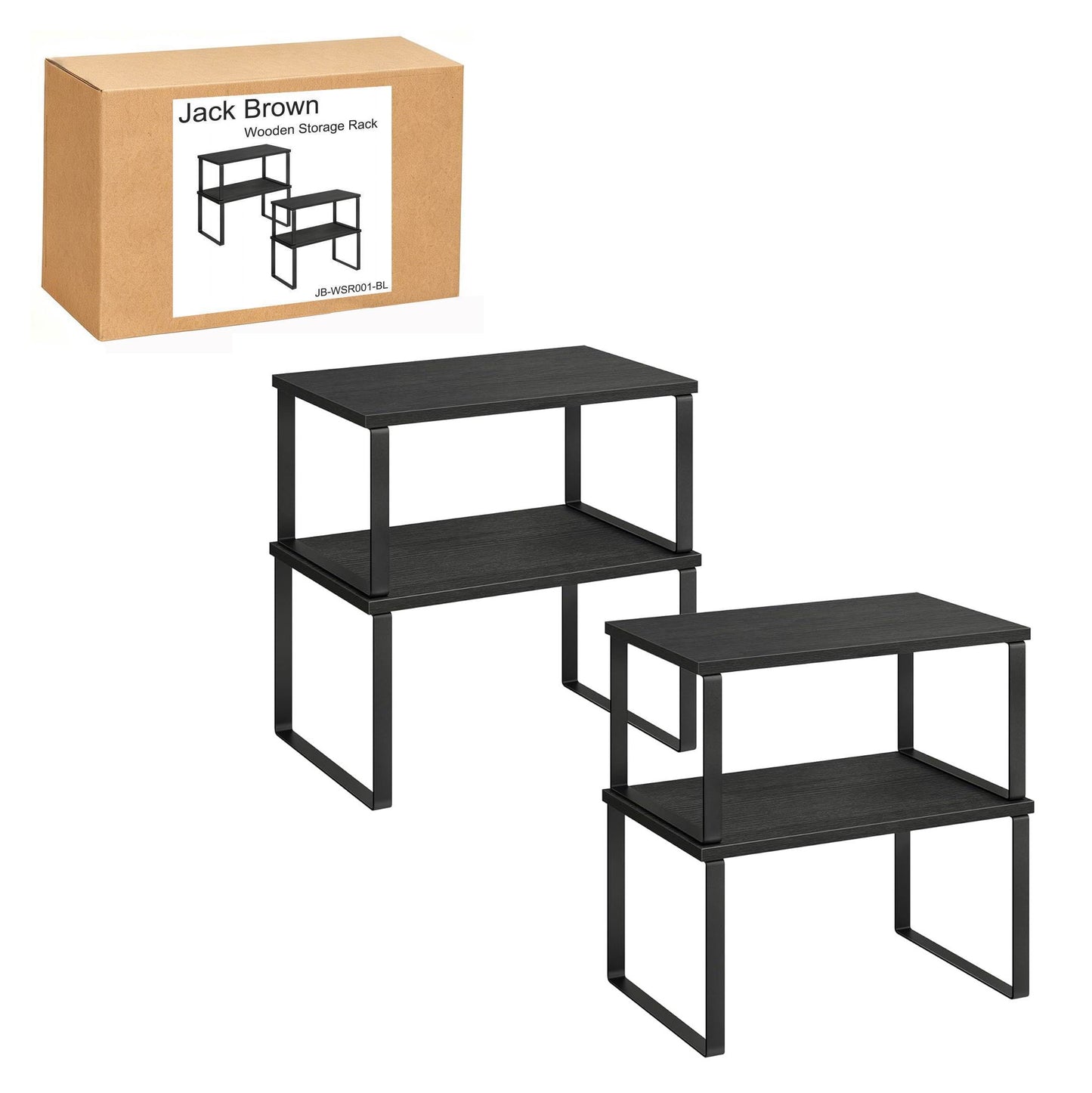 Boudoir 2-Tier Storage Stands – 2-Piece Set (Black)