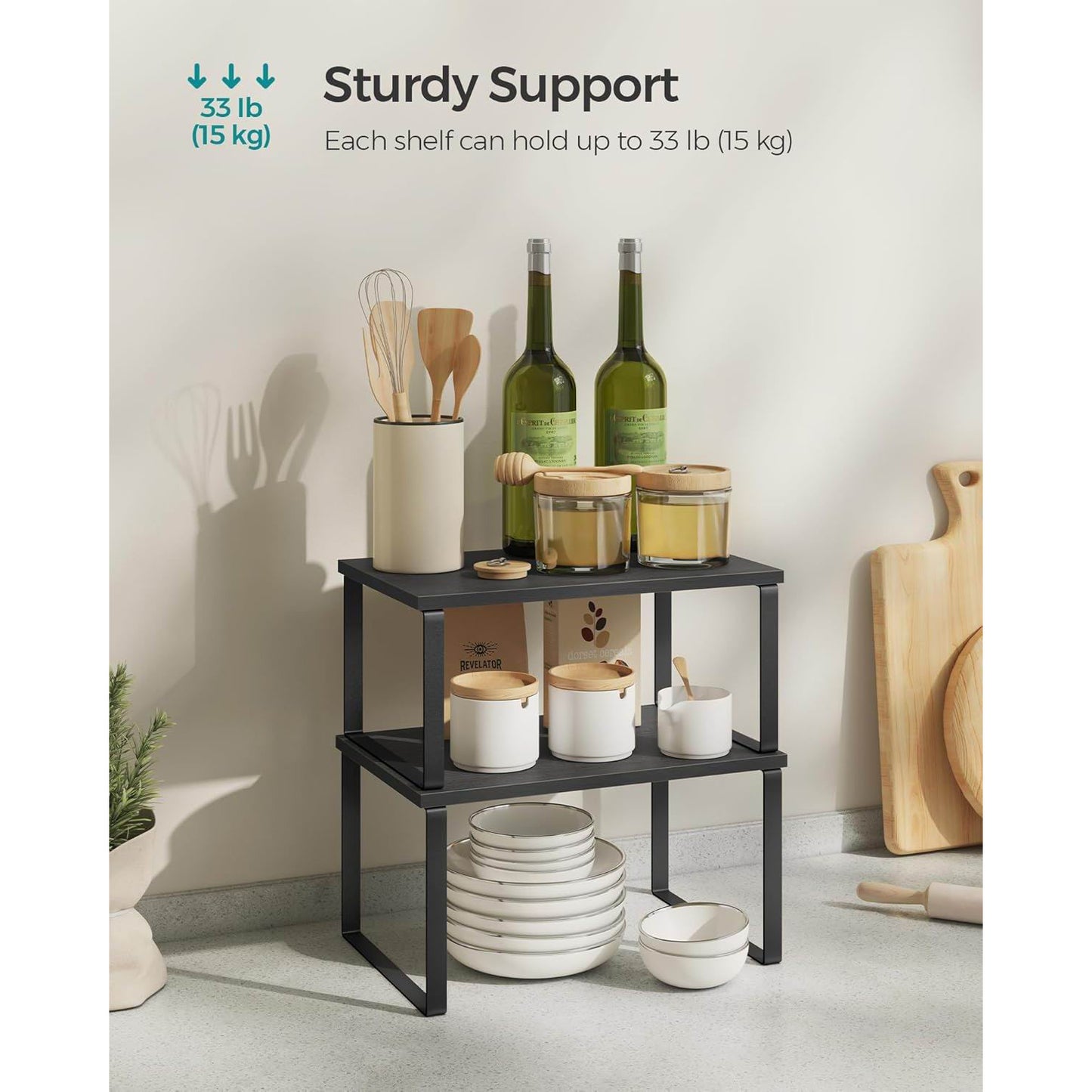 Boudoir 2-Tier Storage Stands – 2-Piece Set (Black)