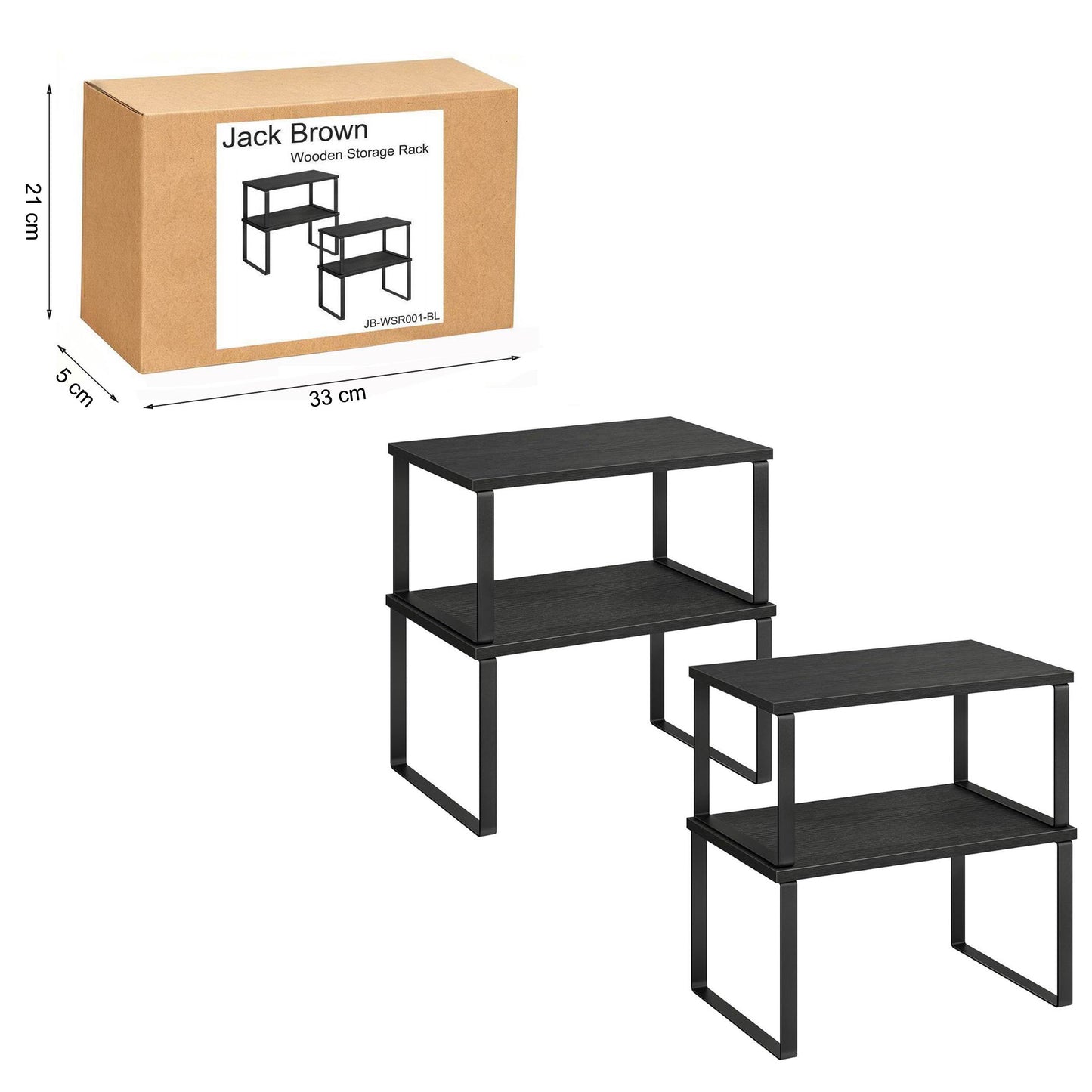 Boudoir 2-Tier Storage Stands – 2-Piece Set (Black)