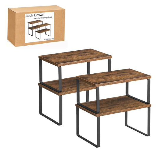 Boudoir 2-Tier Storage Stands – 2-Piece Set (Brown)