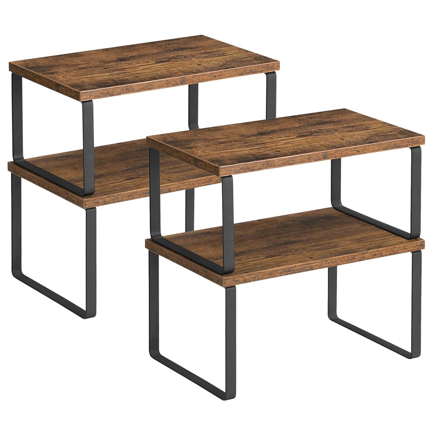 Boudoir 2-Tier Storage Stands – 2-Piece Set (Brown)