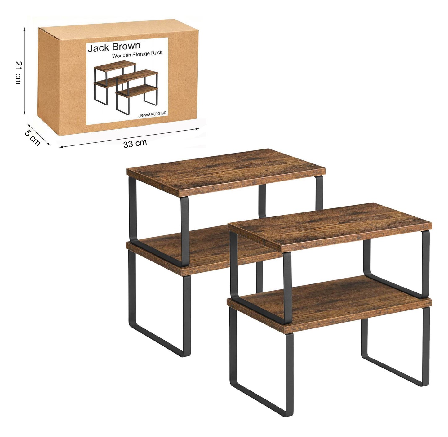 Boudoir 2-Tier Storage Stands – 2-Piece Set (Brown)