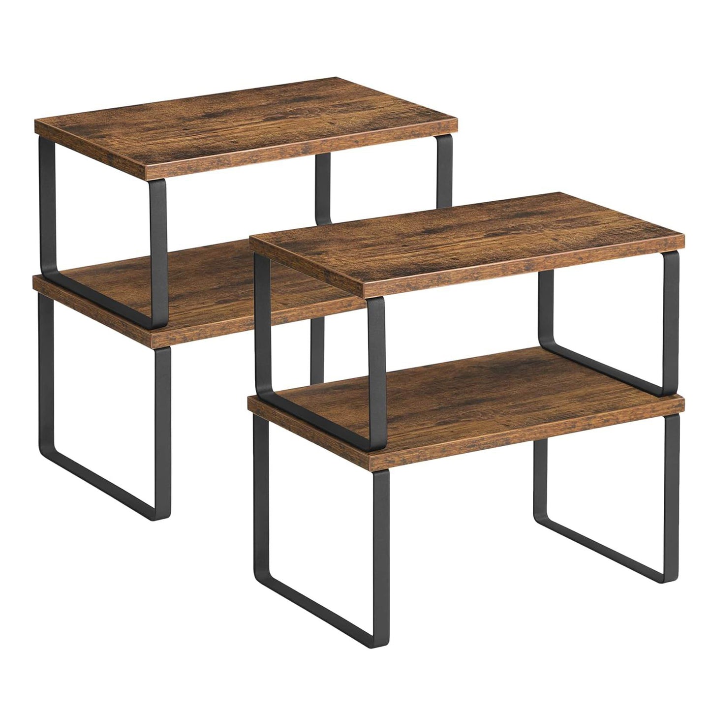 Boudoir 2-Tier Storage Stands – 2-Piece Set (Brown)