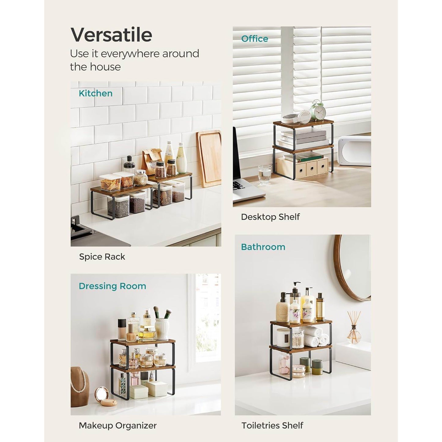 Boudoir 2-Tier Storage Stands – 2-Piece Set (Brown)
