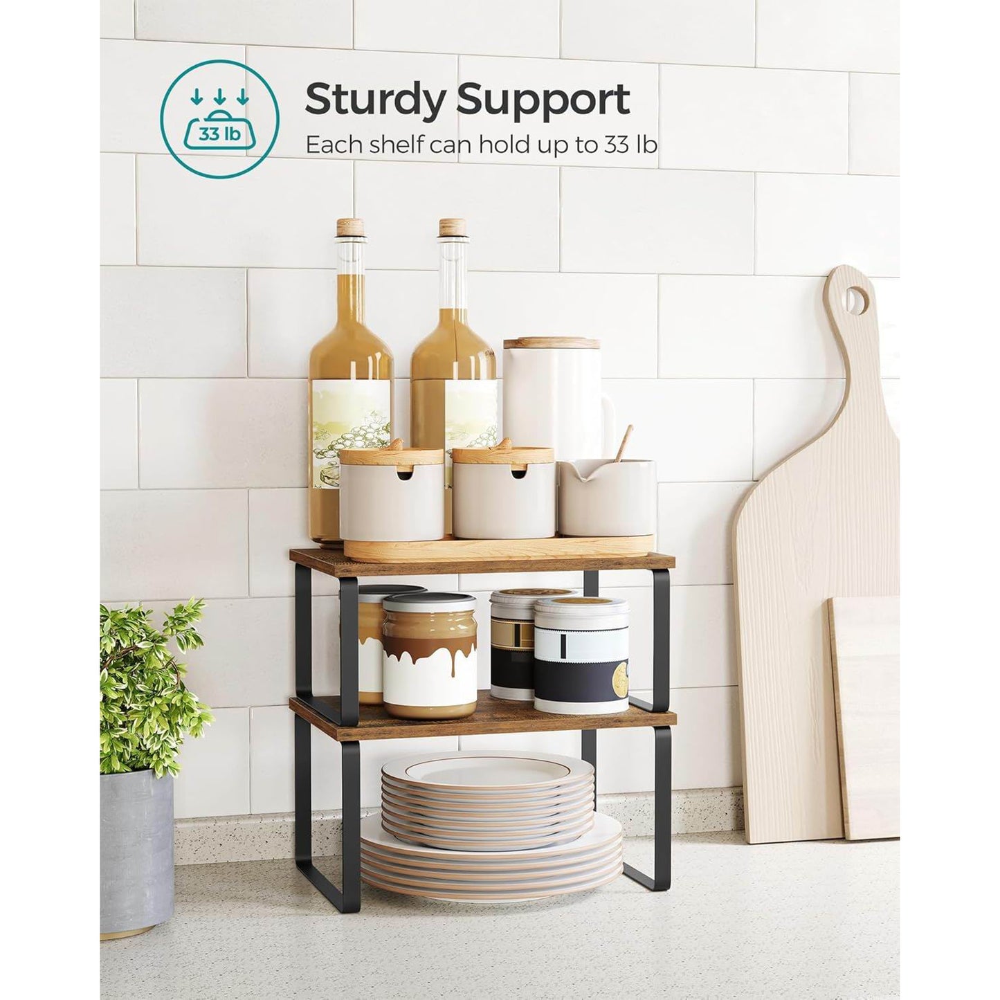 Boudoir 2-Tier Storage Stands – 2-Piece Set (Brown)