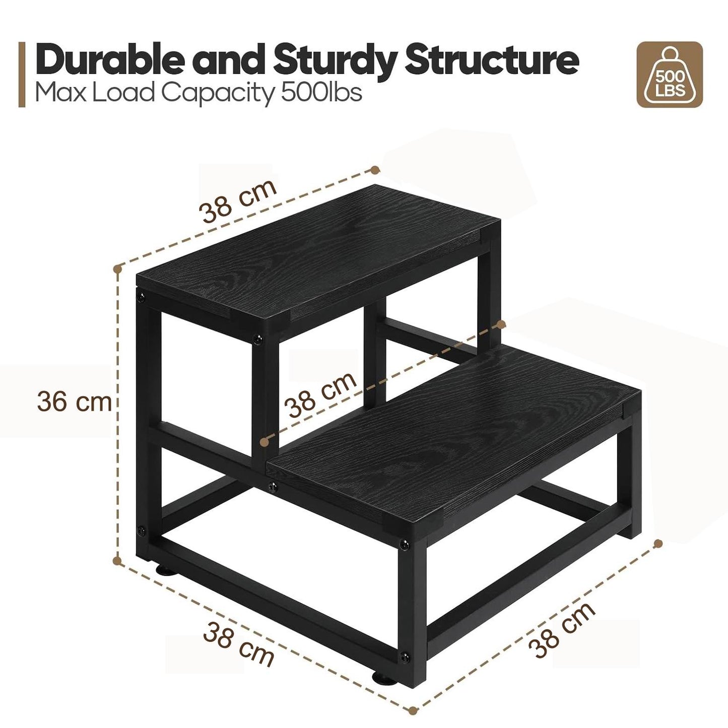 Boudoir Wooden Step Stool (Black)
