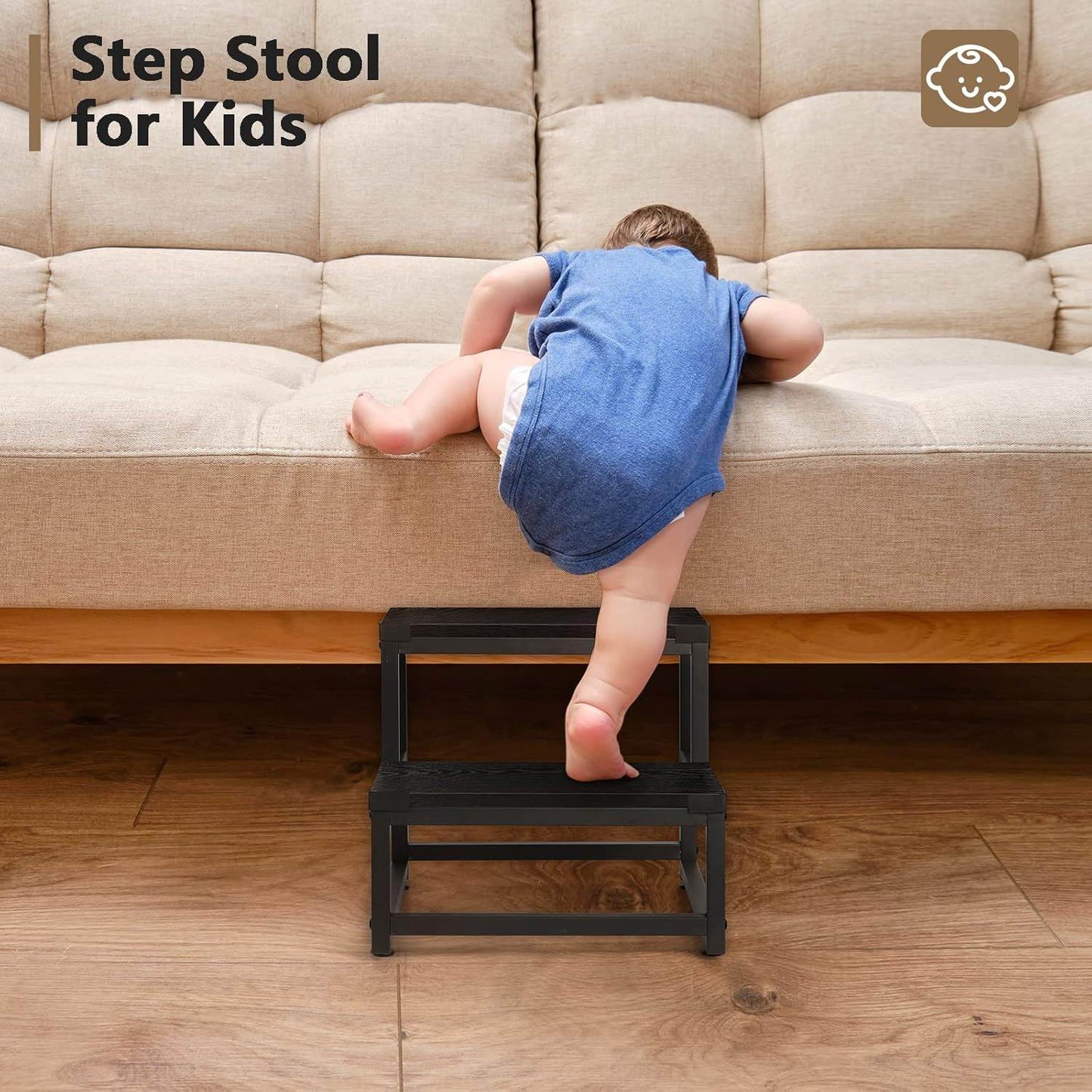 Boudoir Wooden Step Stool (Black)