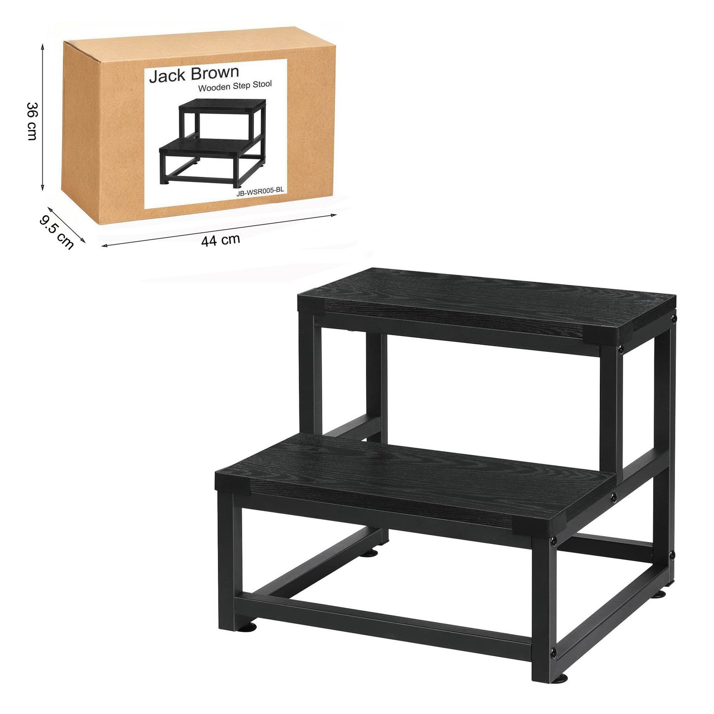 Boudoir Wooden Step Stool (Black)