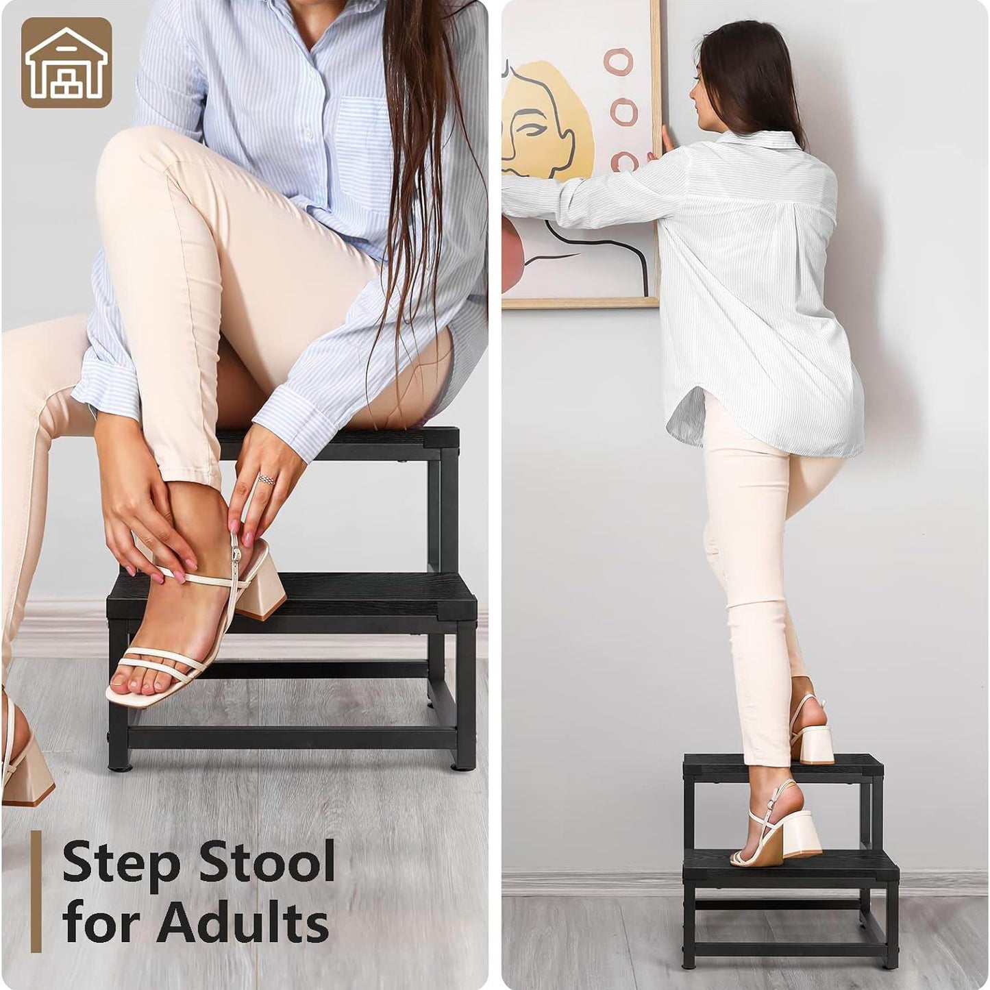 Boudoir Wooden Step Stool (Black)