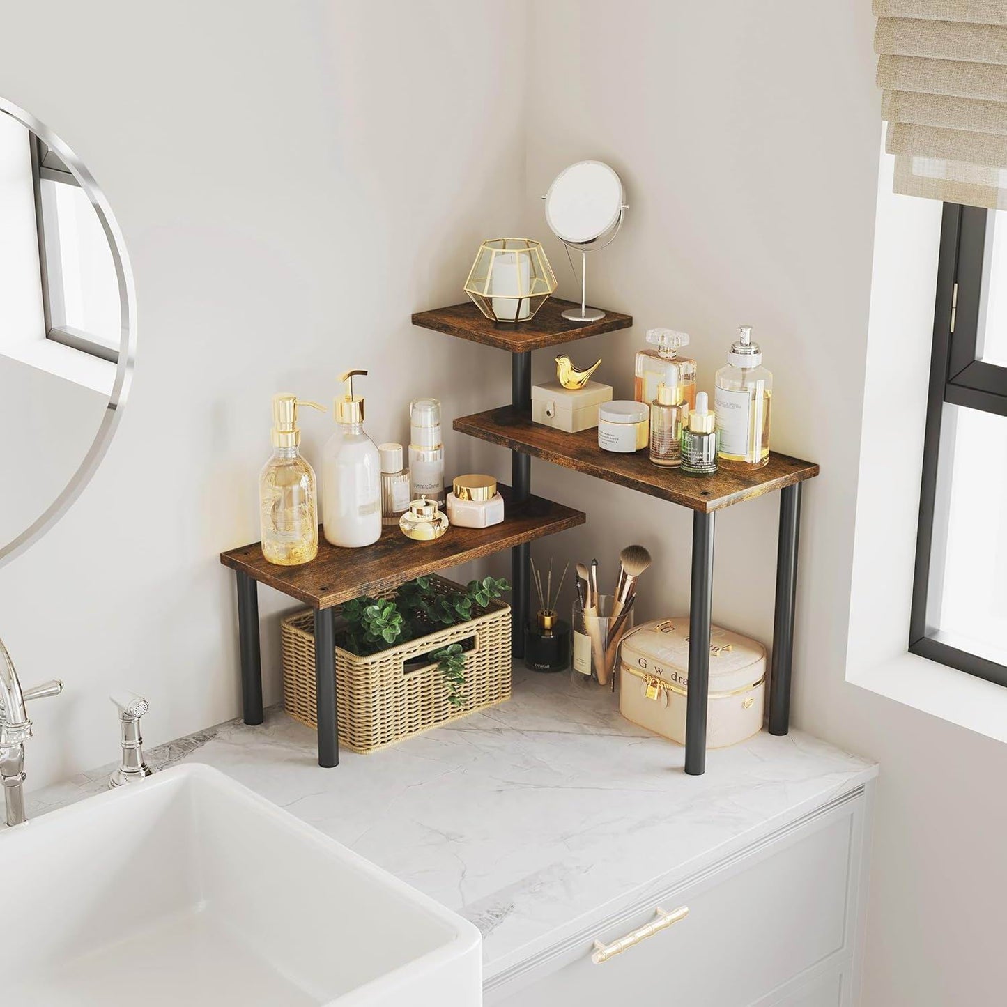 Boudoir 3-Tier Wooden Storage Console (Brown)