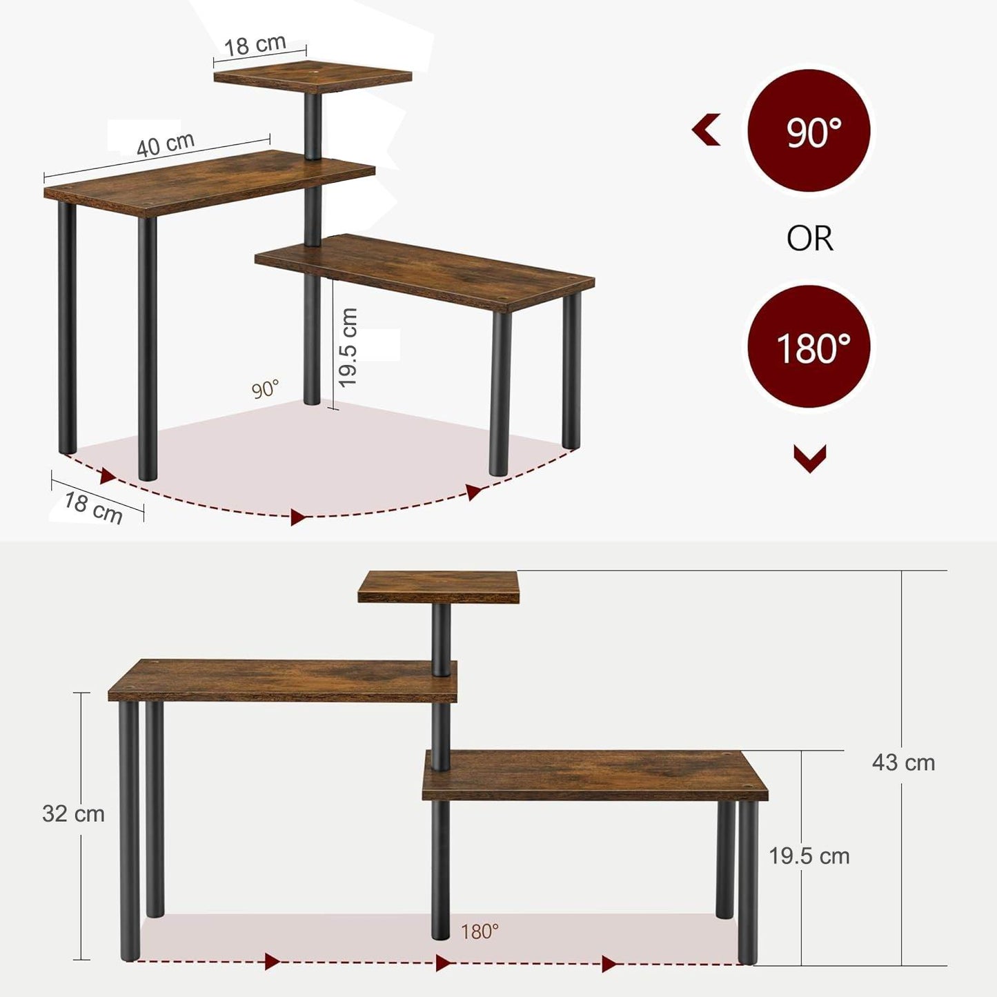 Boudoir 3-Tier Wooden Storage Console (Brown)