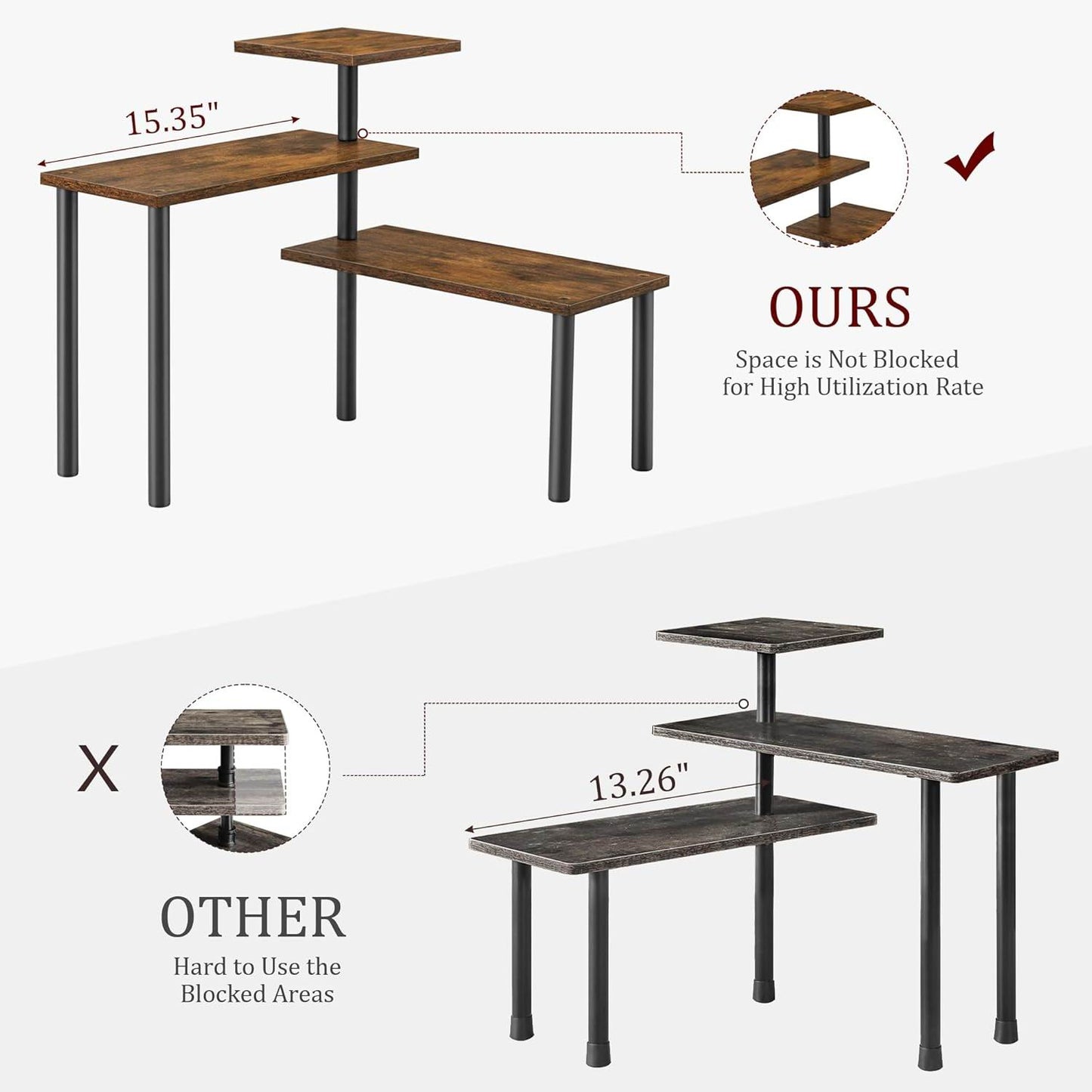 Boudoir 3-Tier Wooden Storage Console (Brown)