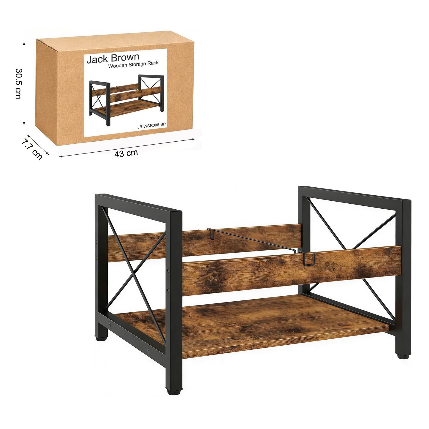 Boudoir Industrial 2-Tier Storage Rack (Brown)