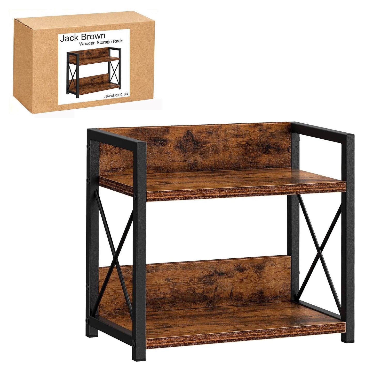 Boudoir 2-Tier Industrial Storage Rack (Brown)