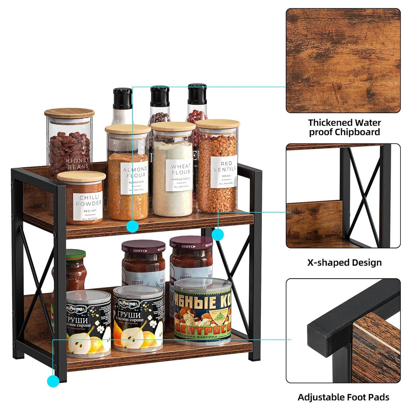 Boudoir 2-Tier Industrial Storage Rack (Brown)
