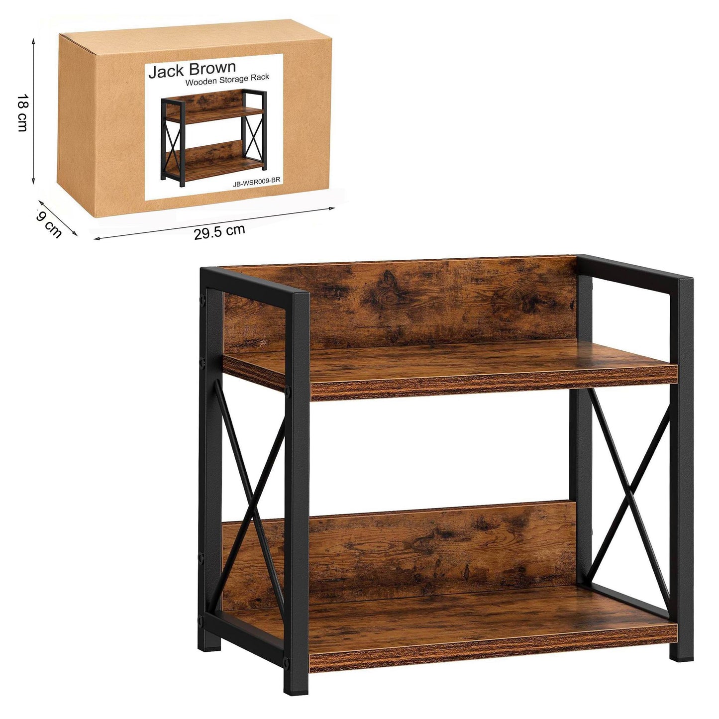Boudoir 2-Tier Industrial Storage Rack (Brown)