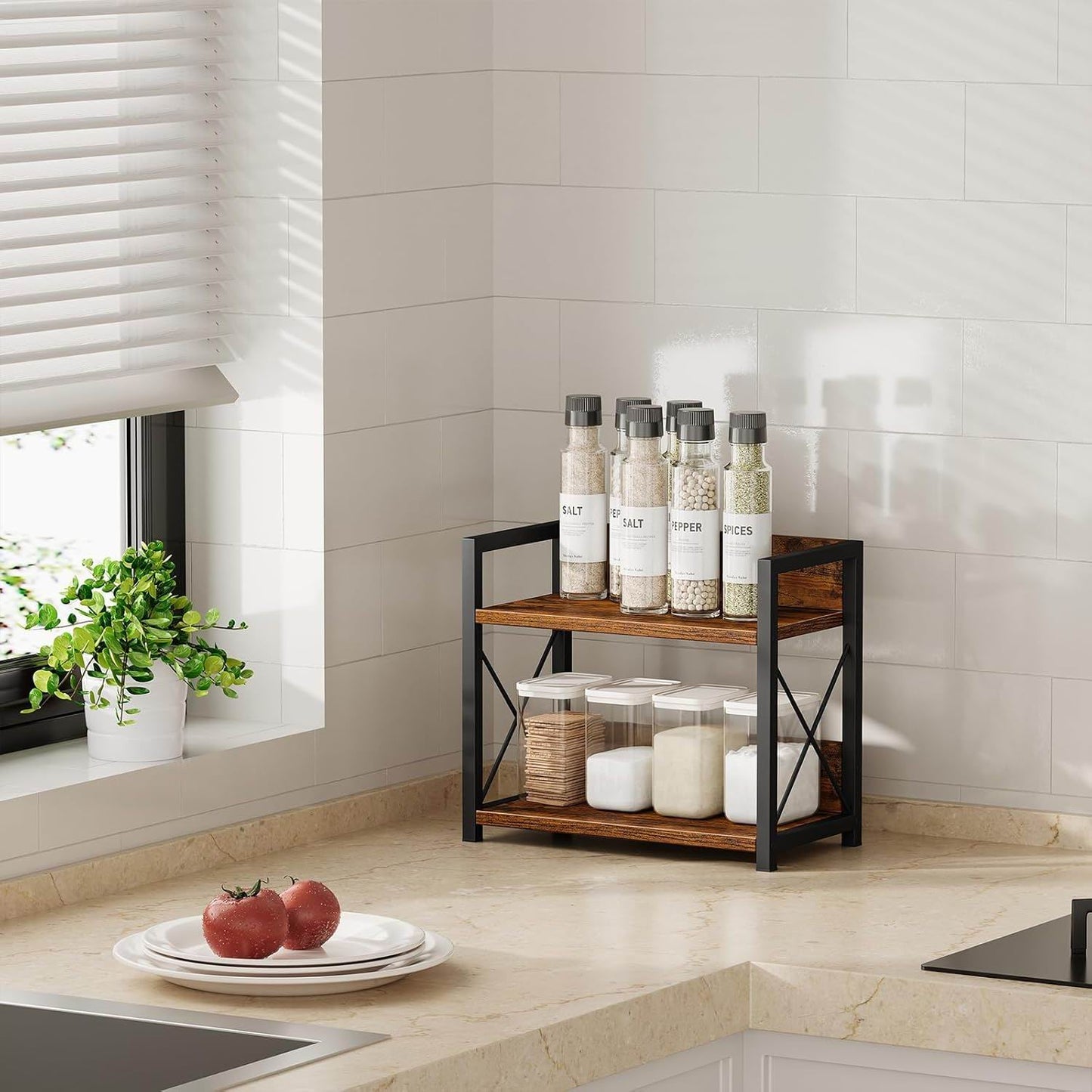 Boudoir 2-Tier Industrial Storage Rack (Brown)