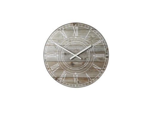 Thomas Kent 17.5cm Wharf Driftwood Mantel Round Wall Clock - Light Brown