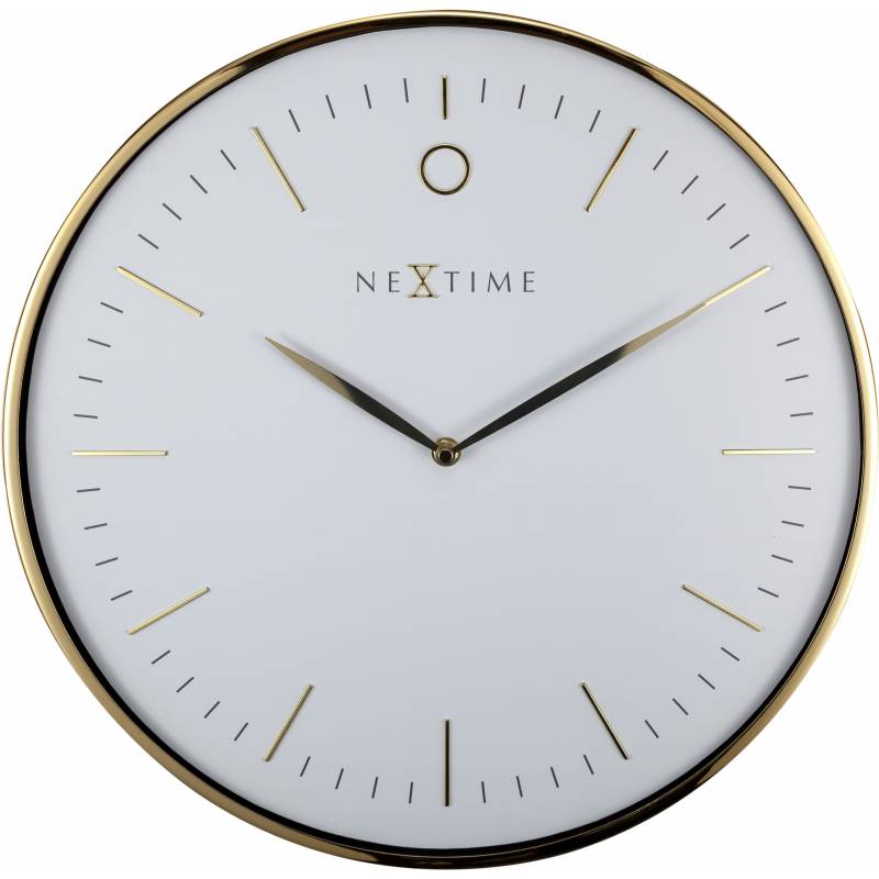 NeXtime 40cm Glamour Dome Shaped Glass & Metal Round Wall Clock - White