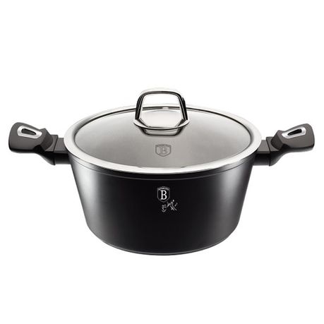 Berlinger Haus 24cm Marble Coating Casserole Pot - Black Silver