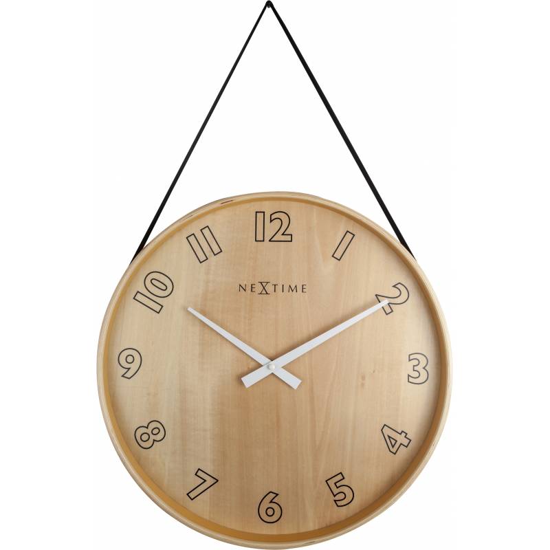 NeXtime 40cm Loop Big Wood & Fabric Round Wall Clock - Black