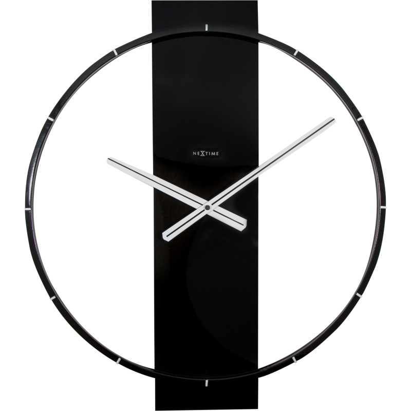 NeXtime 58.2cm Carl Wood & Steel Round Wall Clock - Black