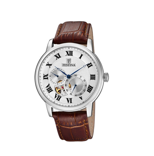 Festina Automatic Analogue Men's Wrist Watch with Leather Strap - Brown