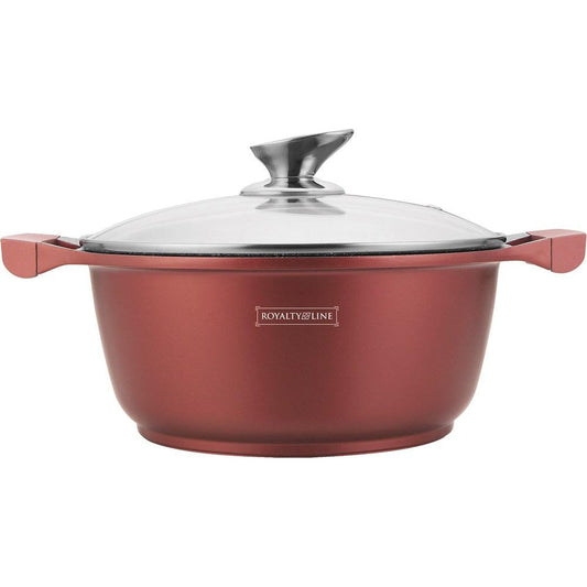Royalty Line 26cm Marble Coating Casserole - Burgundy