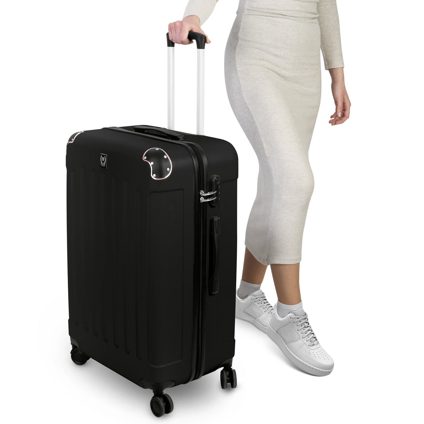 Swiss Hufeisen 3-Piece Travel Luggage Set - Black Rose Gold