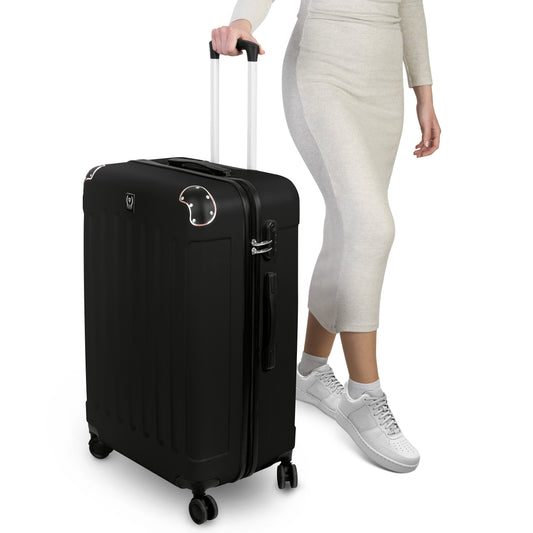 Swiss Hufeisen 3-Piece Travel Luggage Set - Black Rose Gold