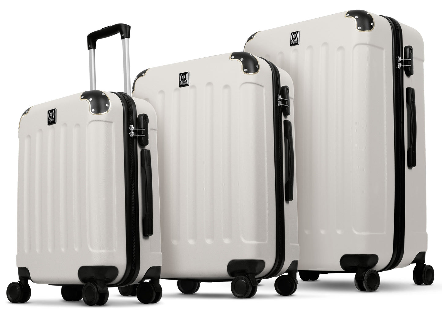 Swiss Hufeisen 3-Piece Travel Luggage Set - Cream & Gold