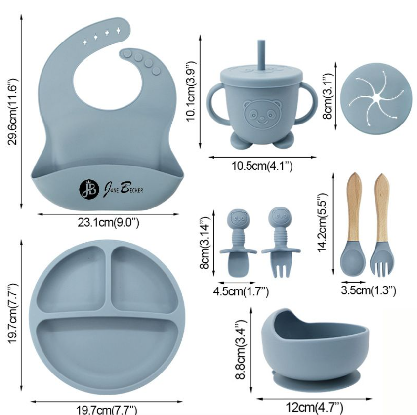 Jane Becker 10-Piece Silicone Baby & Toddler Feeding Set