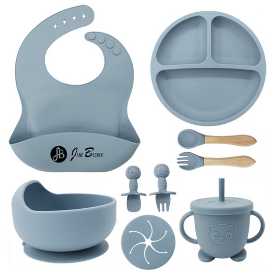 Jane Becker 10-Piece Silicone Baby & Toddler Feeding Set