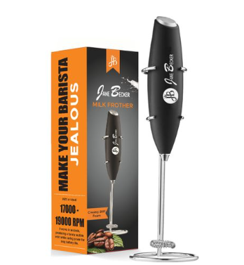Jane Becker Milk Frother Handheld Electric Foam Maker for Coffee - 1800RPM