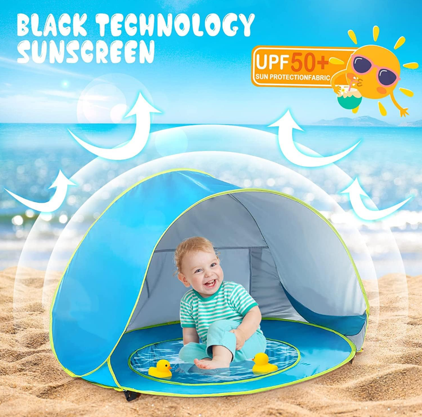 Baby Beach Tent with Pool - Pop Up Shade UV Protection Sun Shelter UPF 50+