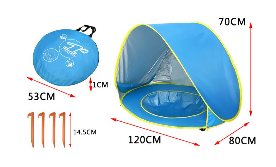Baby Beach Tent with Pool - Pop Up Shade UV Protection Sun Shelter UPF 50+