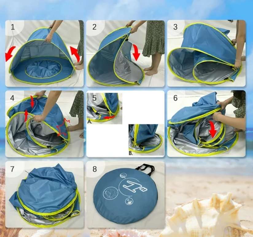 Baby Beach Tent with Pool - Pop Up Shade UV Protection Sun Shelter UPF 50+