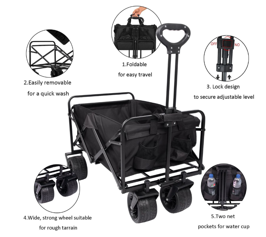 Jack Brown 90cm x 47cm Compact Folding Camping Cart Utility Wagon
