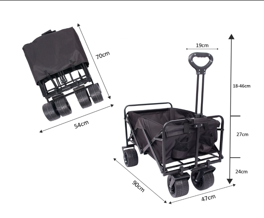 Jack Brown 90cm x 47cm Compact Folding Camping Cart Utility Wagon