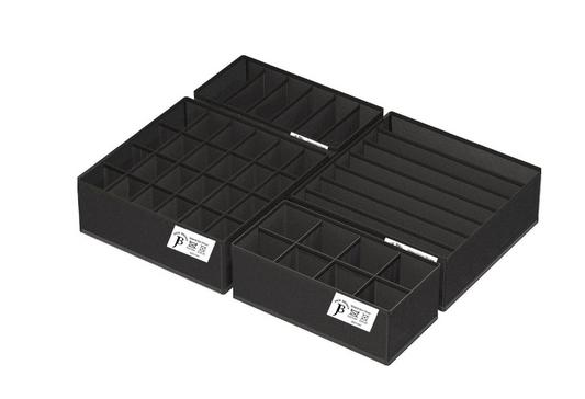 Jack Brown Drawer Organizers for Clothing, Bra and Underwear - Set of 4 - Black