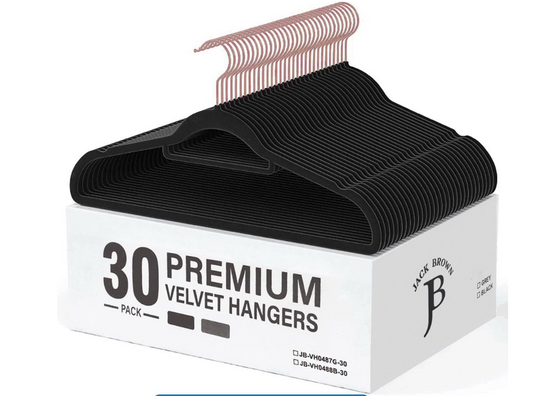 Jack Brown 30-Pack Premium Velvet Hangers - Non Slip & Space Saving