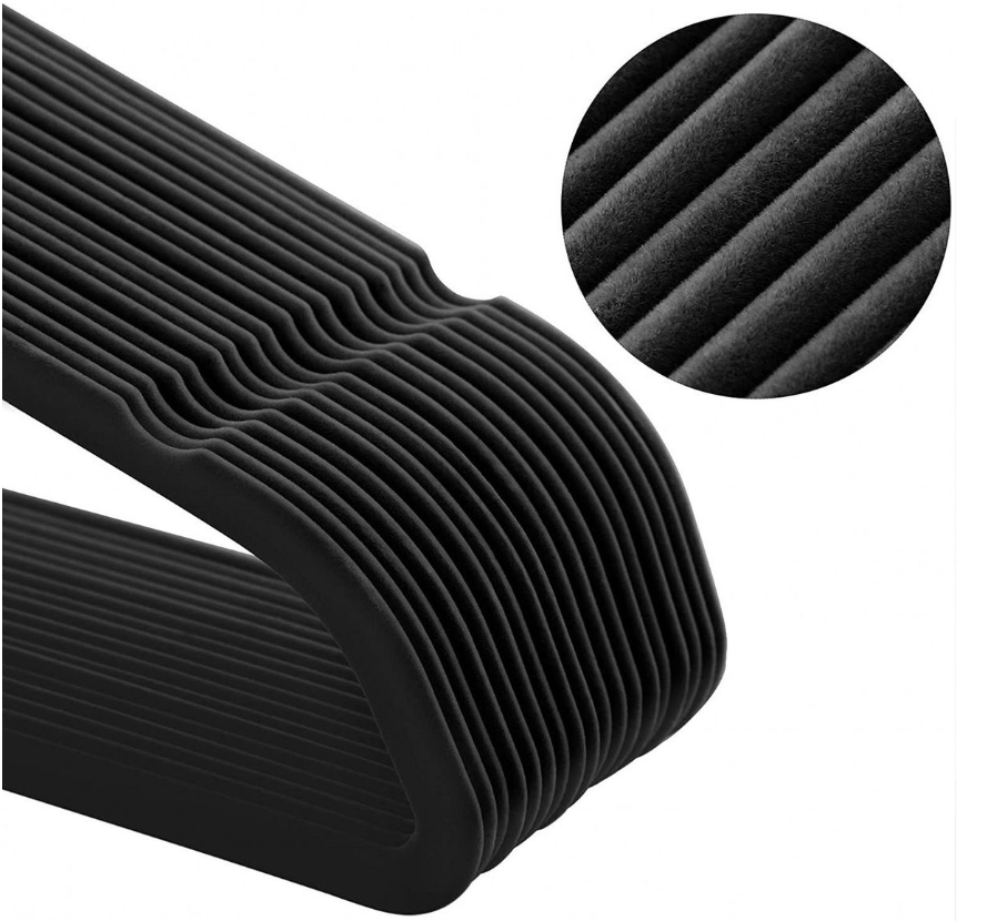 Jack Brown 50-Pack Premium Velvet Hangers - Non Slip & Space Saving - Black