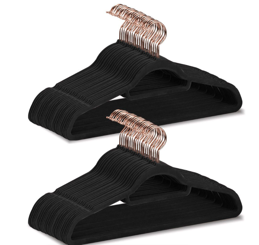 Jack Brown 50-Pack Premium Velvet Hangers - Non Slip & Space Saving - Black