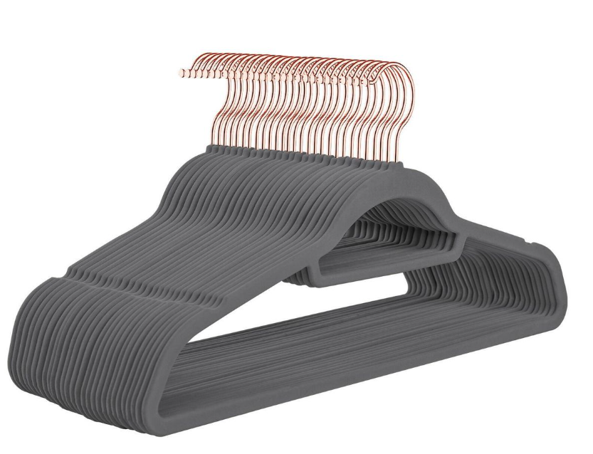 Jack Brown 50-Pack Premium Velvet Hangers - Non Slip & Space Saving - Grey
